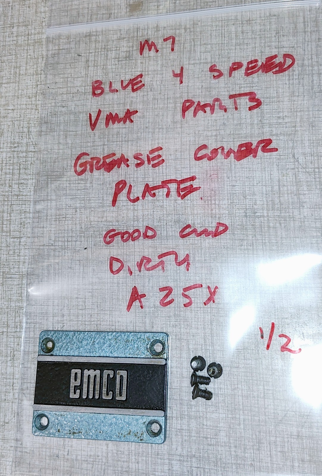 Emco Maximat 7 Lathe “BLUE” 4 Speed VMA Parts: Grease Cover Plate A25X