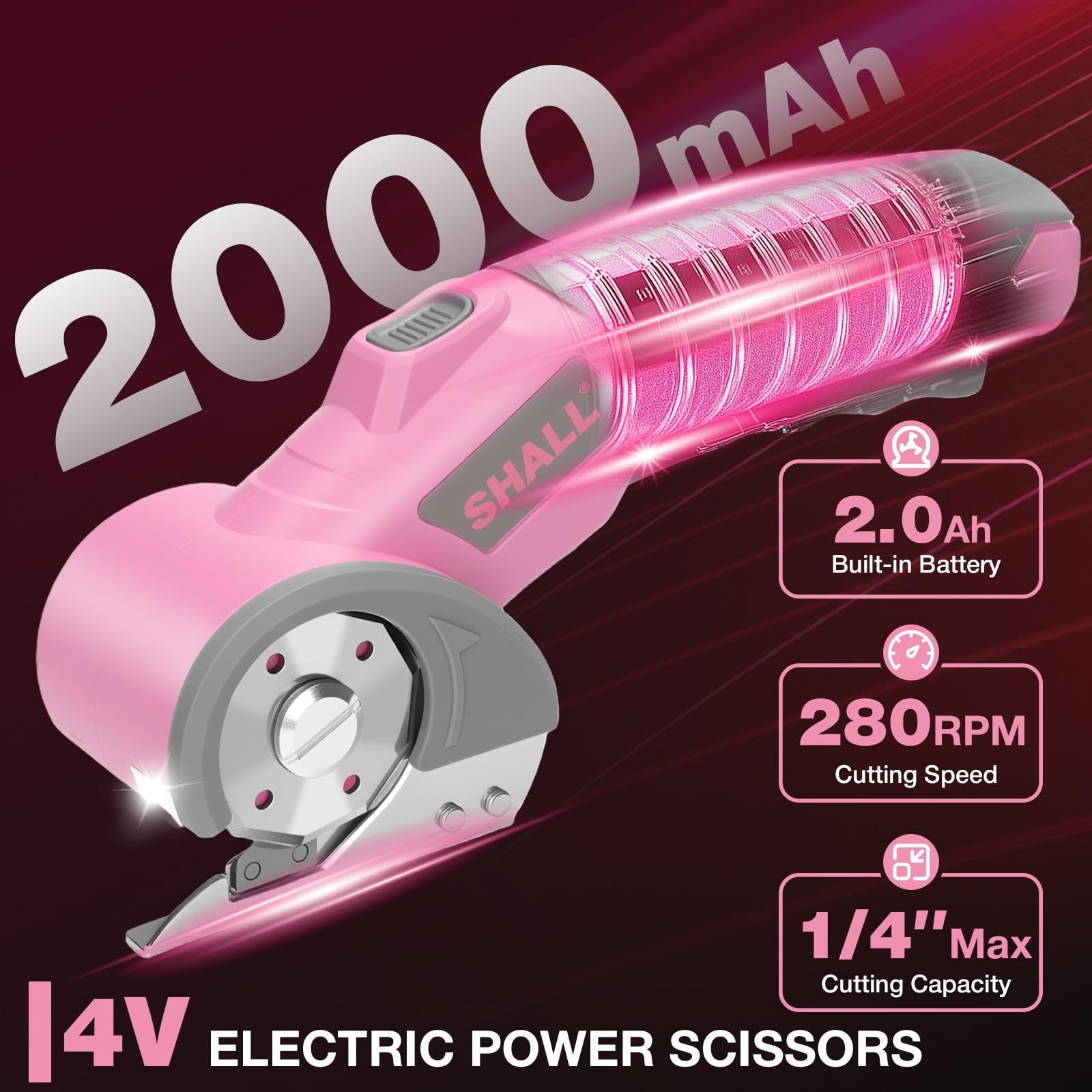 SHALL 4V Cordless Electric Scissors, Rechargeable Cardboard Cutter, Rotary El…