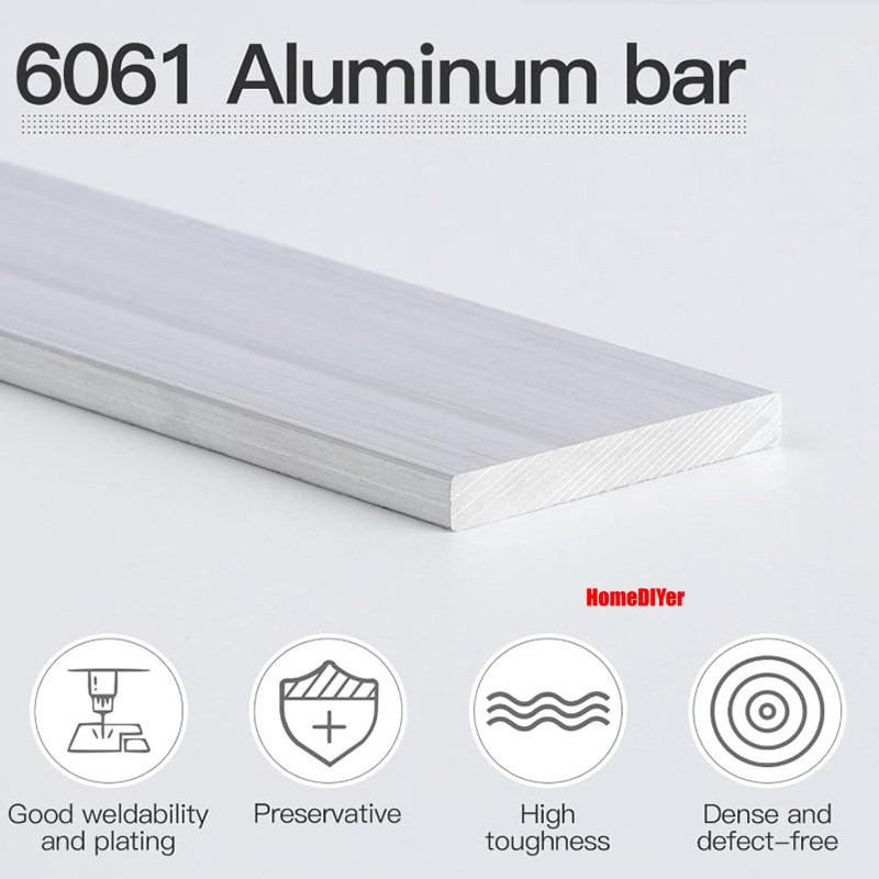 6061 Aluminium Flat Bar Strip Metal 500mm Length 1.4mm-35mm Thick Multiple Sizes