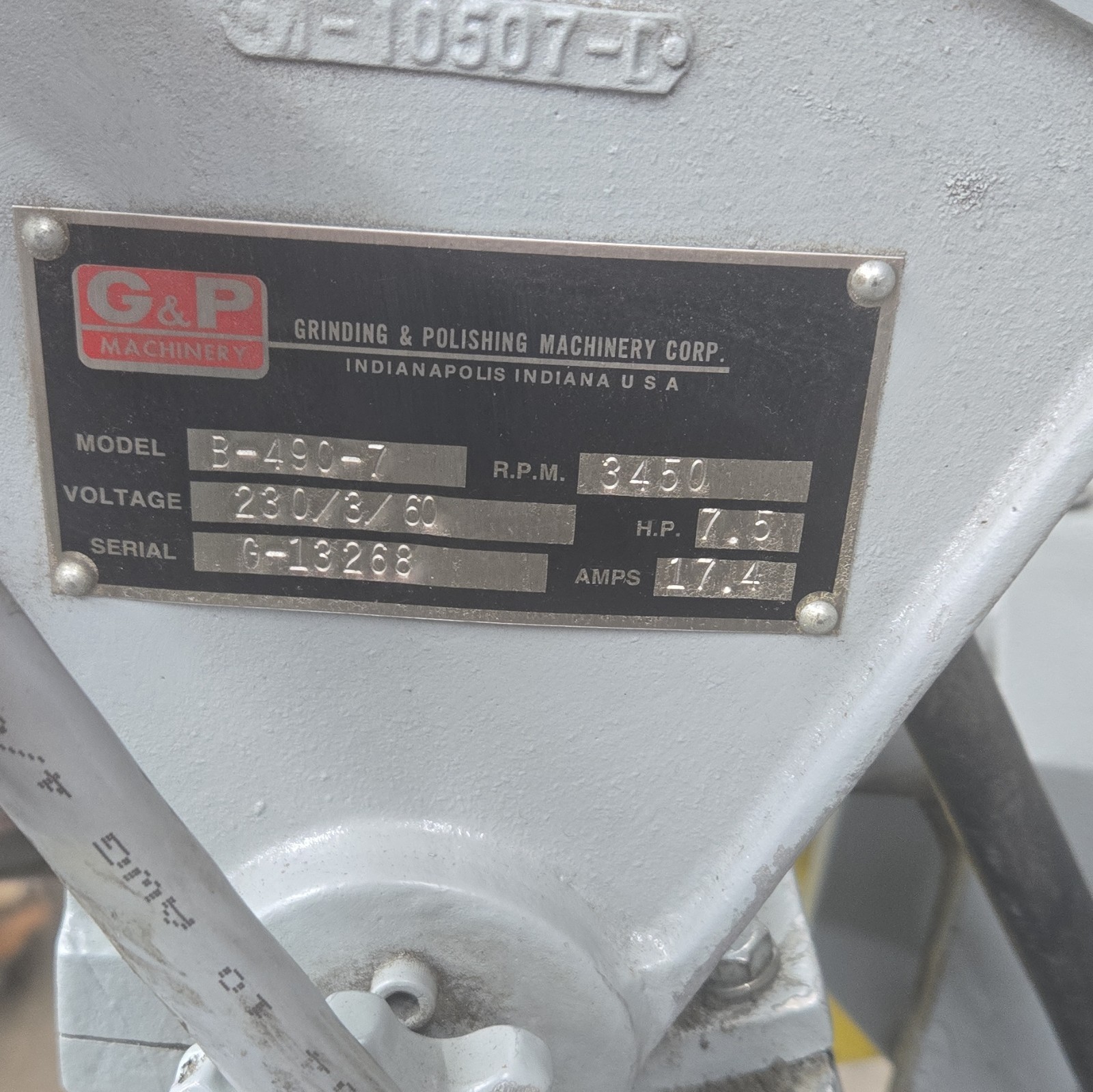 G&P Machinery B-490-7 Belt Grinder Polisher Manual 230V 3450 RPM