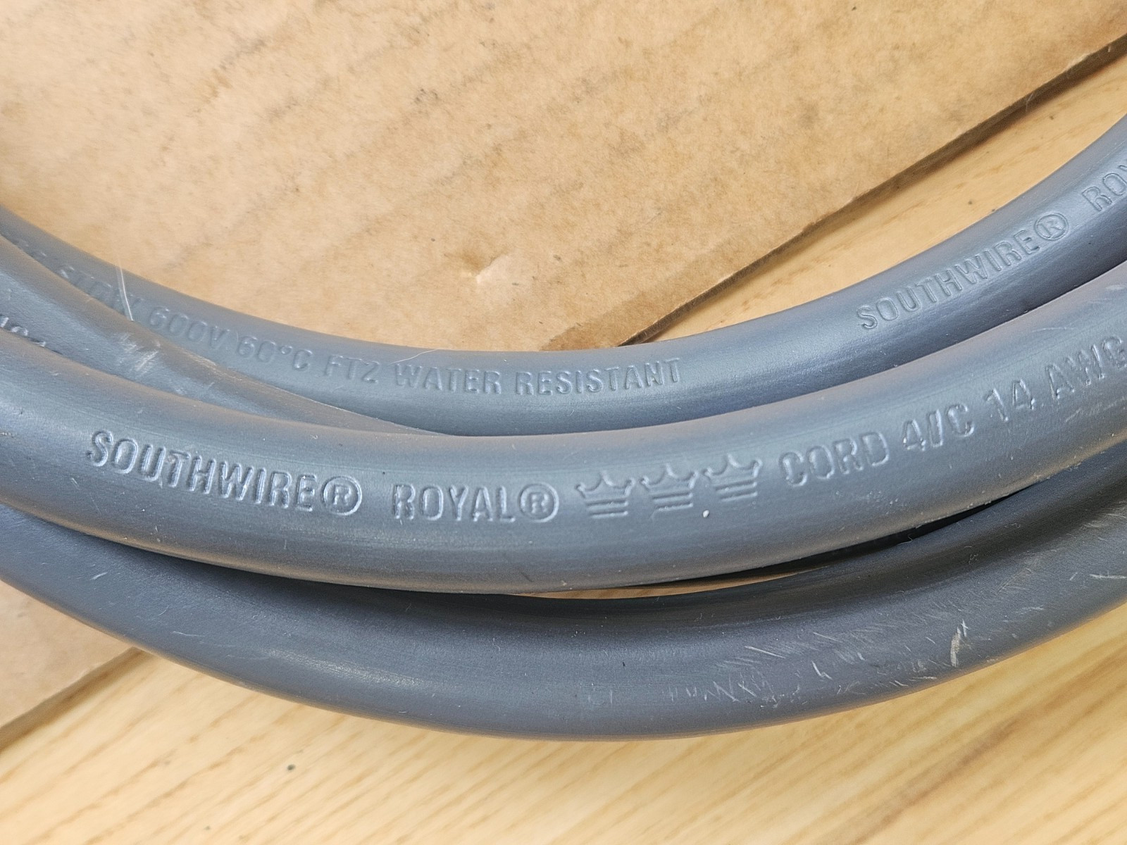 One Used Bridgeport Series I 9-foot Power Cord Southwire STOW 14AWG 4/C