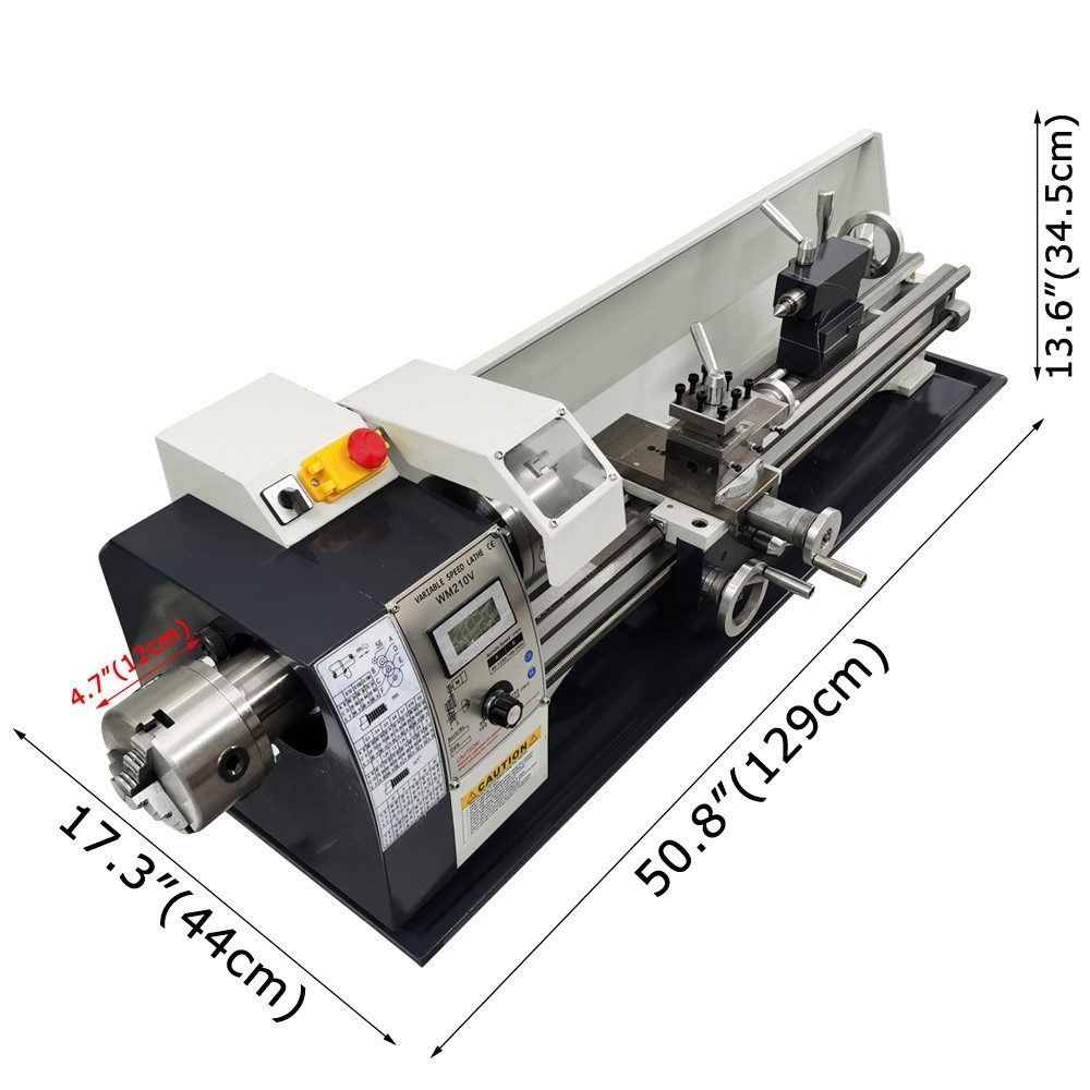 110V Variable Speed Lathe 1100W WM210V Double Chuck Metal Lathe 8″*32″