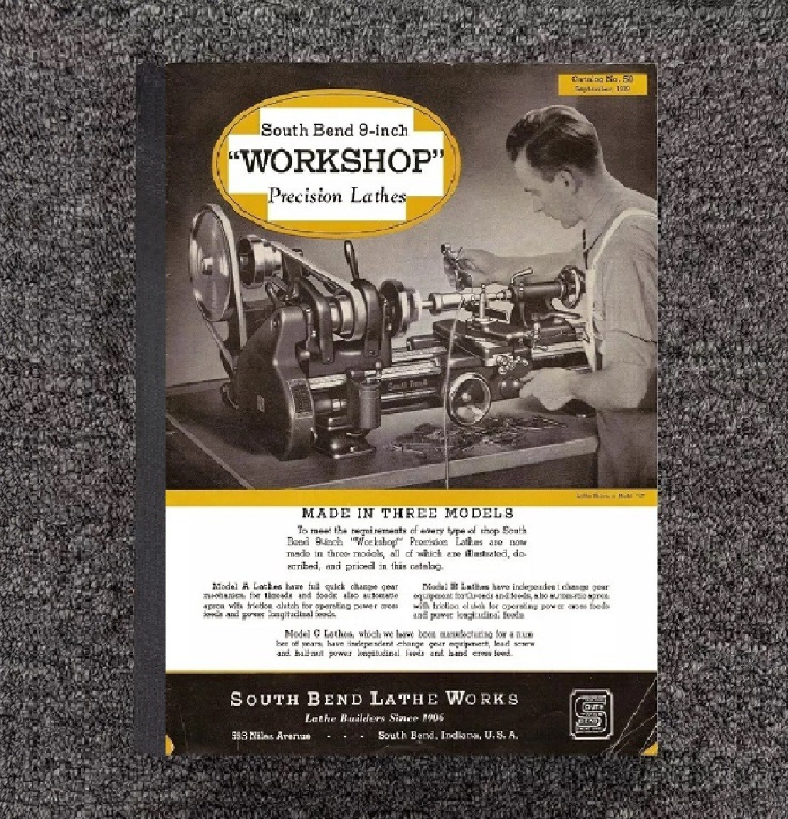 9″ Workshop Precision Lathes Instruction Manual Fits 1939 South Bend Lathe #50