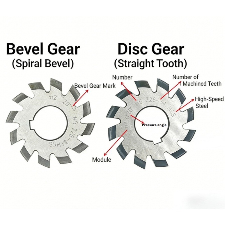 HSS Disc Straight Gear Cutters Spur Bevel Gears M0.3-M10 20° PA
