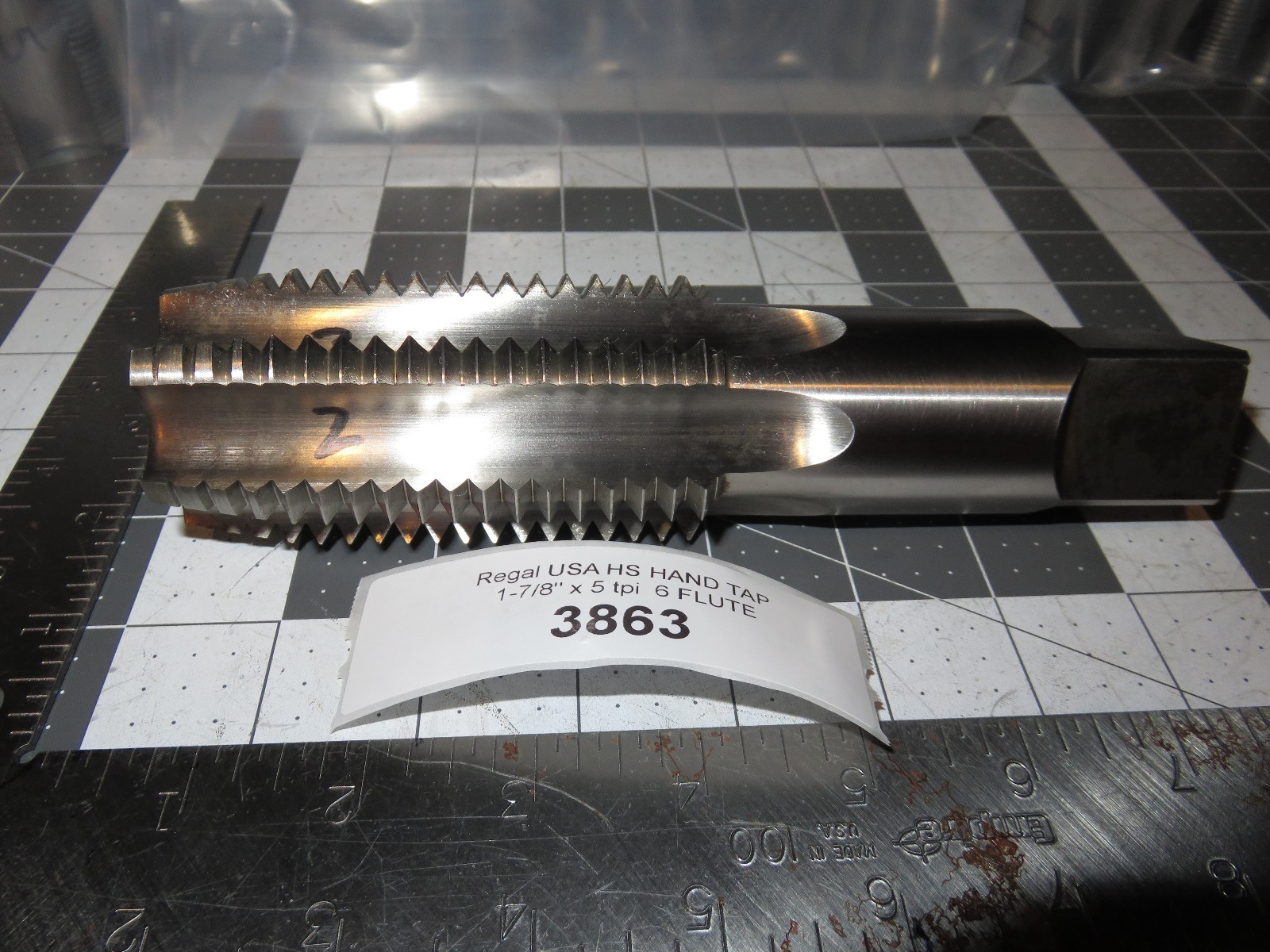 Regal USA 1-7/8″ x 5 tpi NS HS GR-4 7-U Hand Tap, 6 Flute Nos Condition ((3863))