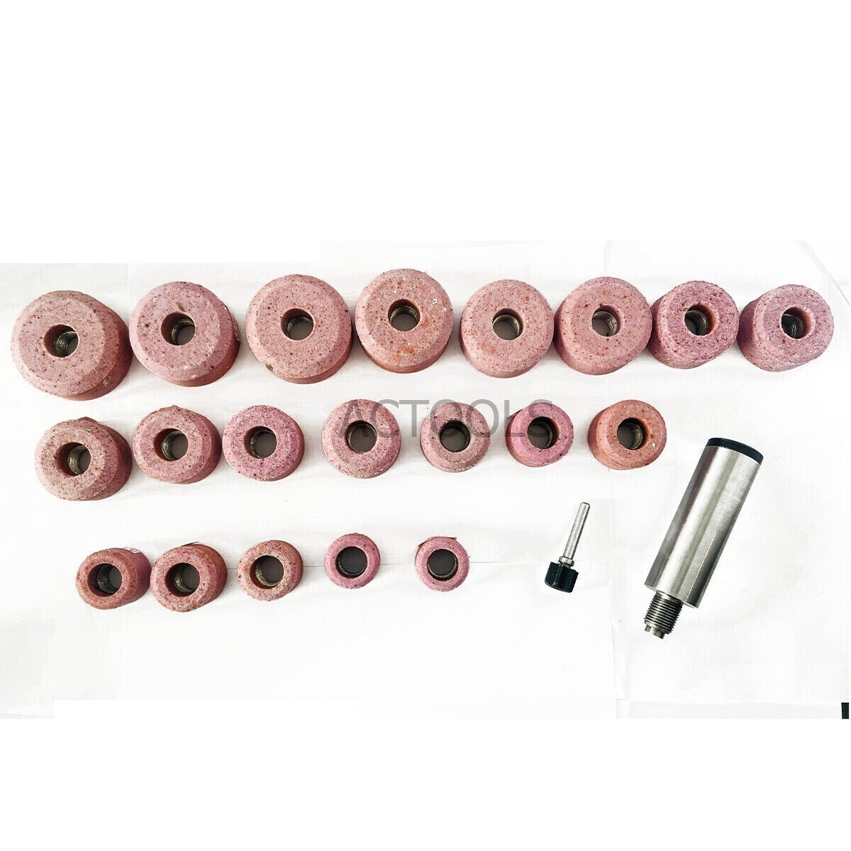 B&D VALVE SEAT PINK GRINDING WHEELS SET 20 PCS STONE HOLDER HEX DRIVE 9/16″