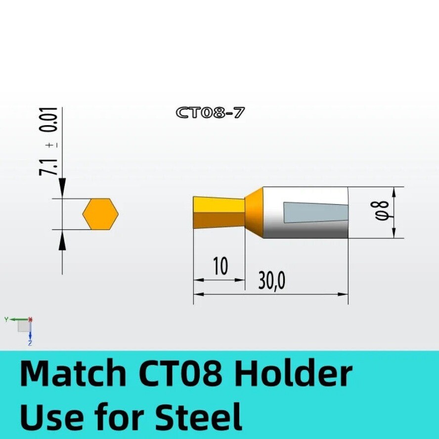 CT08 HSSTin Rotary Broach Punching Cutter Tool 8mm Shank Inner Hexagon for Steel