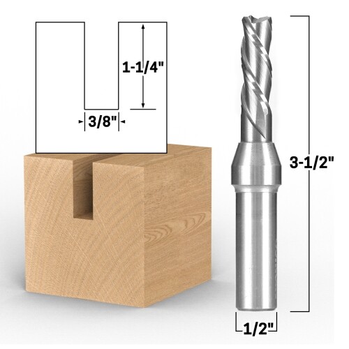 3/8″ Dia. 3 Flute Downcut Spiral End Mill CNC Router Bit 1/2″ Shank Yonico 32349