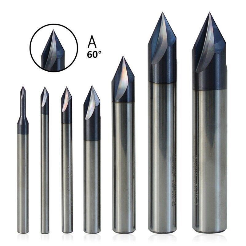 HRC55 Solid Carbide 60° Degree Chamfer End Mill Cutter 1mm-16mm – AlTiN coating