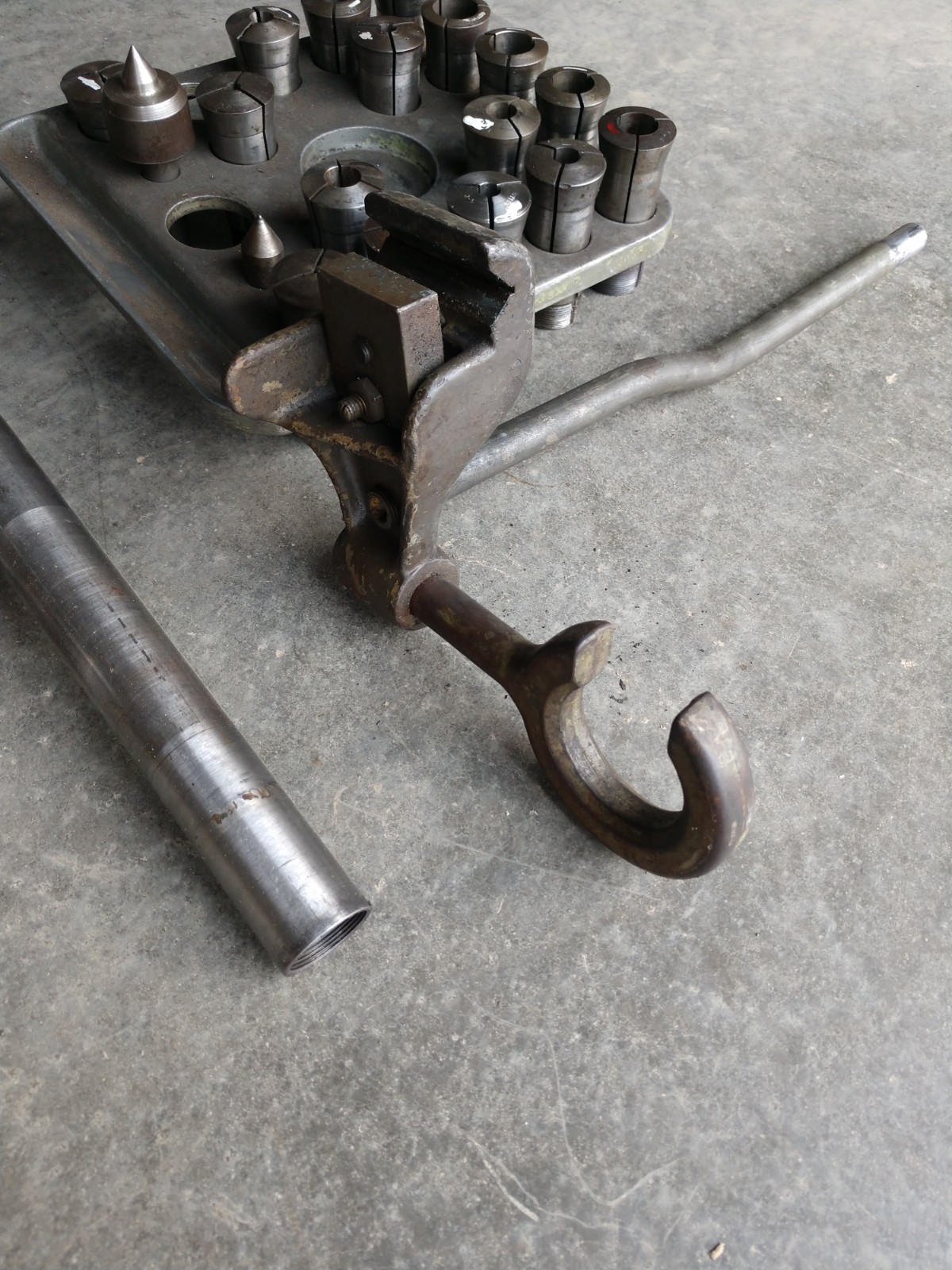 South Bend Heavy 10 Collet Rack, 5C Collets, Holder, Nose piece And Draw Bar