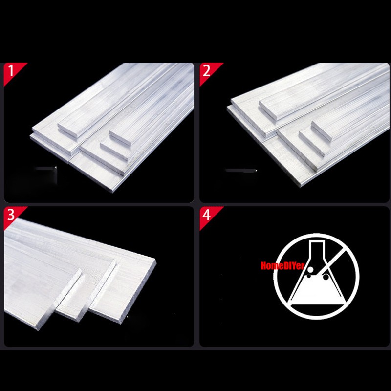 6061 Aluminium Flat Bar Strip Metal 500mm Length 1.4mm-35mm Thick Multiple Sizes