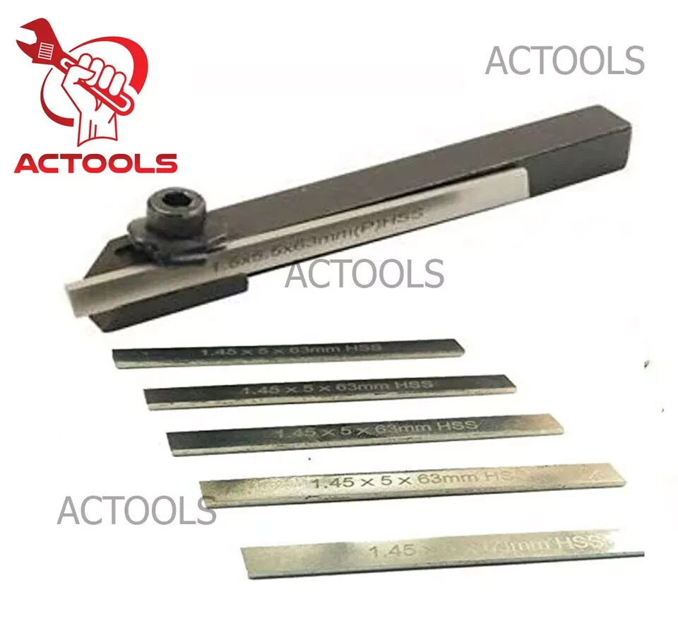 New Mini Parting Tool Cut Off Holder 8mm With 6 Pcs HSS Blades For Mini Lathe