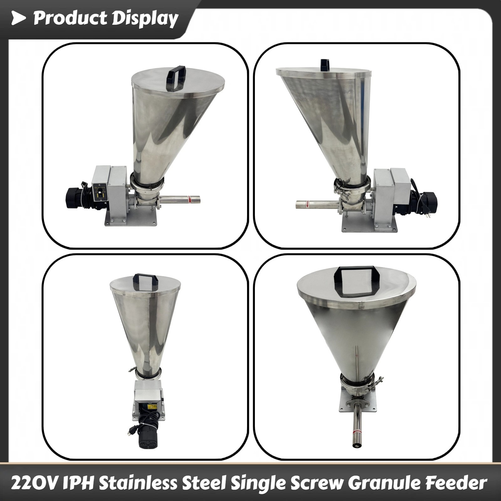 220V 1PH Stainless Steel Single Screw Feeder for Granule/Glass Fiber 0.6-3kg/h