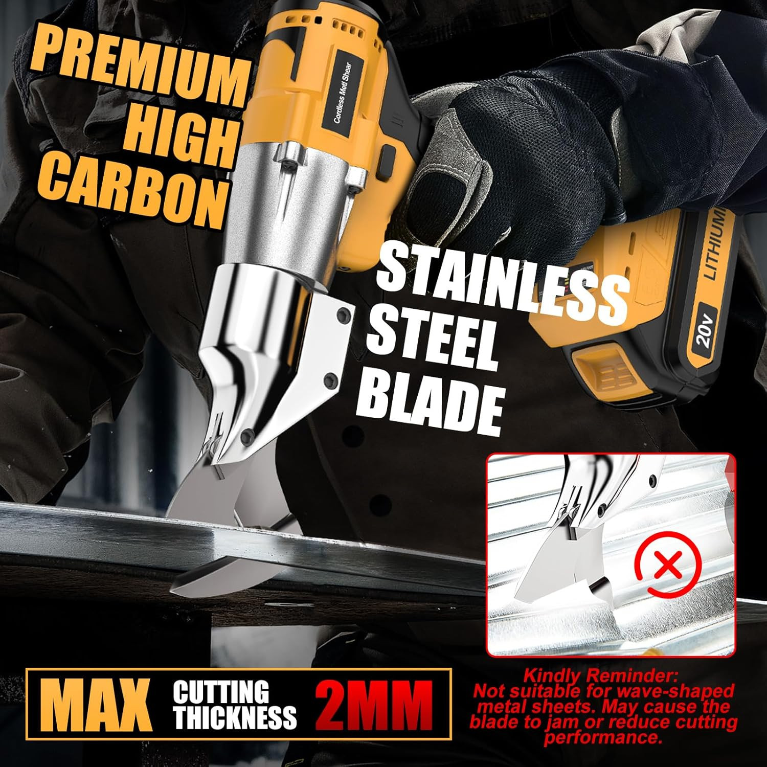 Cordless Sheet Metal Cutter Brushless for De-Walt 20V Max Battery(Tool Only), Me