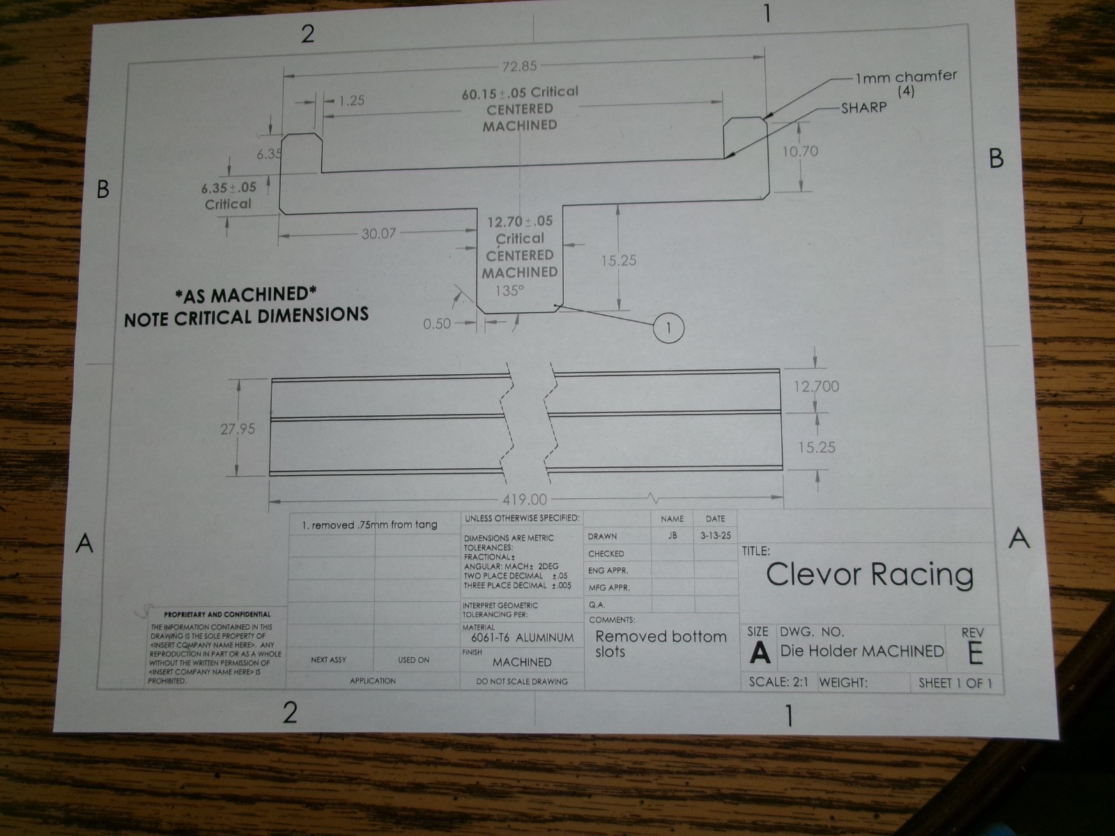 Press Brake 4 Way Die Holder for 2.38 Sq. 4-Way Die to fit Langmuir T25 x 16.5″