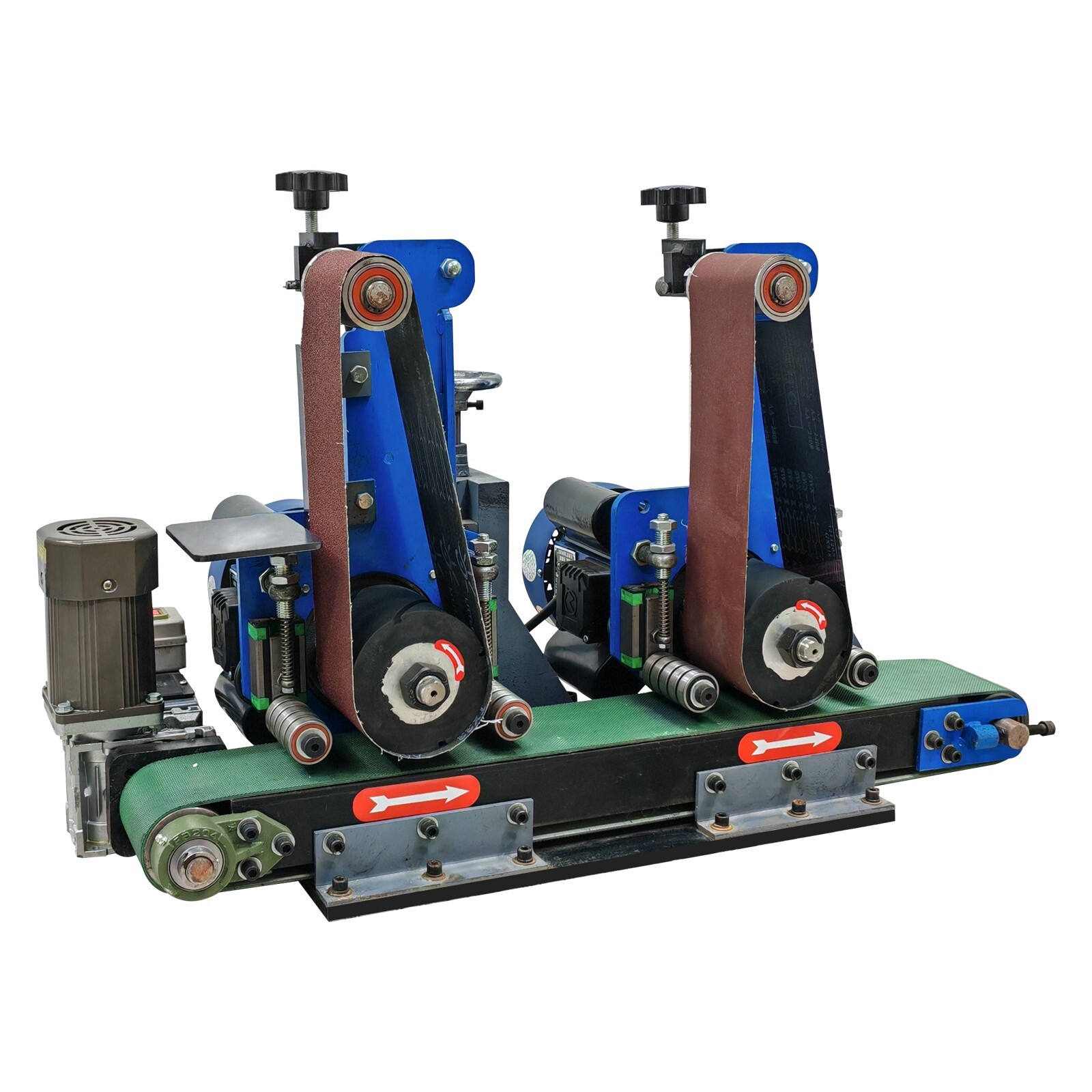 Two stations Surface Belt Sander Polishing Rust Drawing Deburring Machine 220V