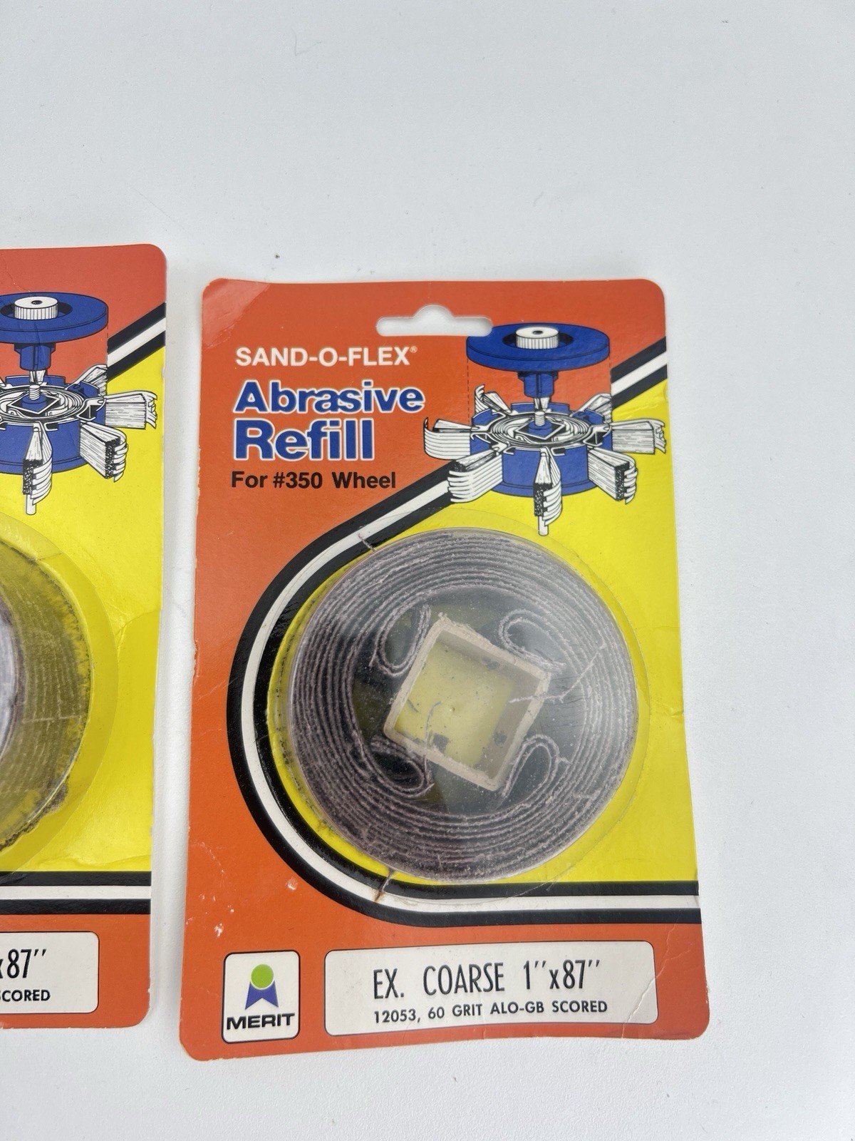 2x Vintage NOS Merit 12053 Sand-O-Flex Refill 350 Scored Coarse 1×87 60 Grit