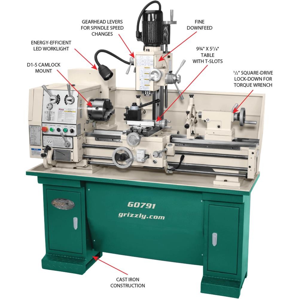 G0791 12″ x 36″ Combination Gunsmithing Lathe/Mill