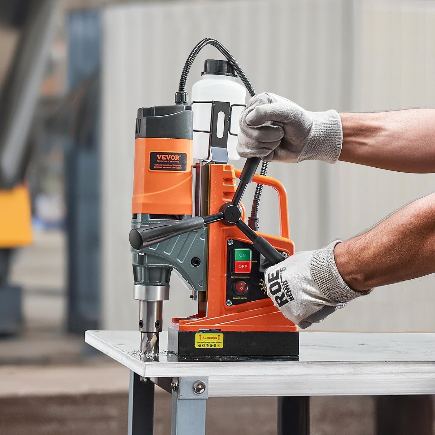 1450W Portable Magnetic Drill Press with 6 Coring Bits – Precise Metal Drilling