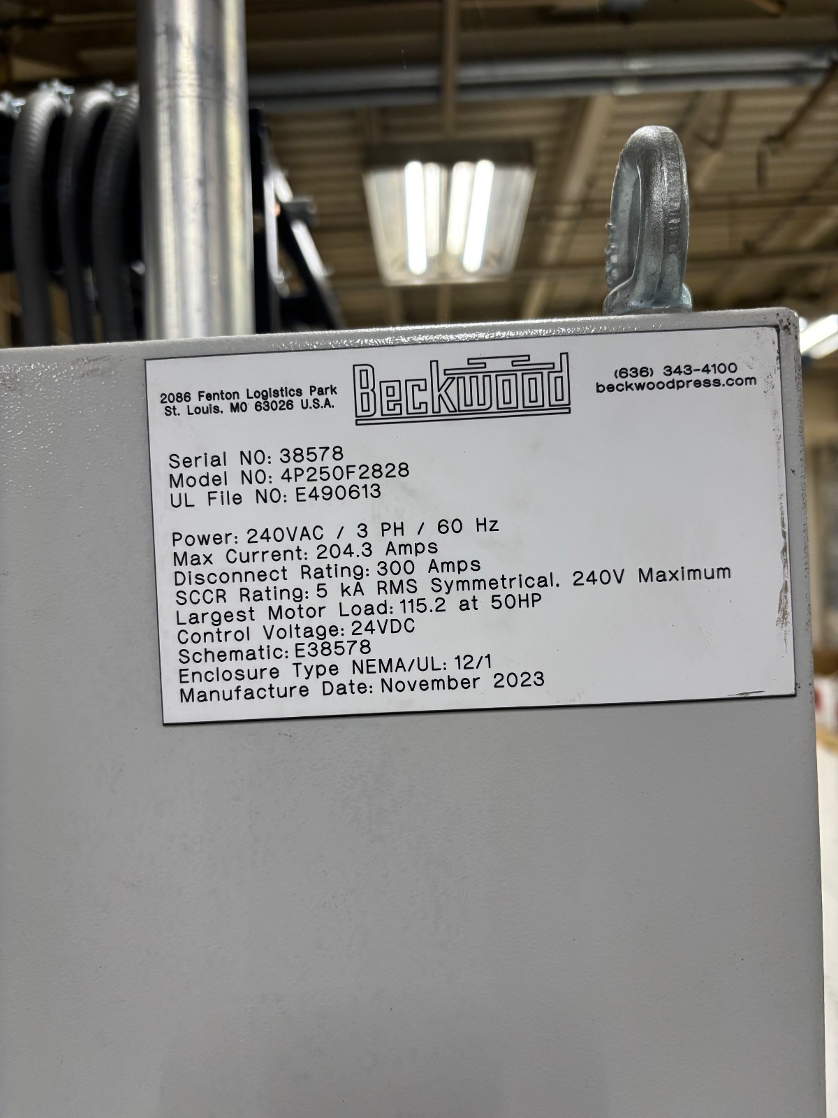 2023 Position Controlled 250 ton Hydraulic Press by Beckwood