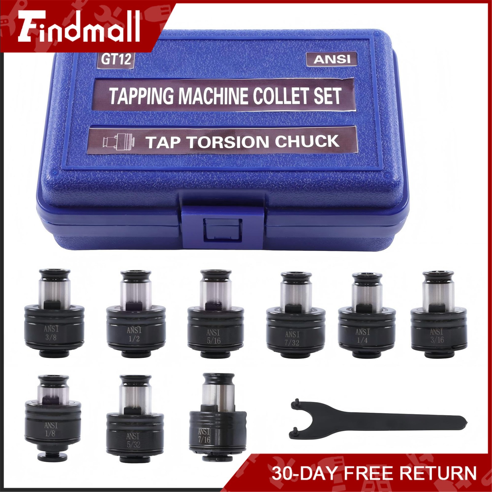Findmall GT12 Tapping Collet Set 9Pcs 1/8″-1/2″ for Tapping Chuck