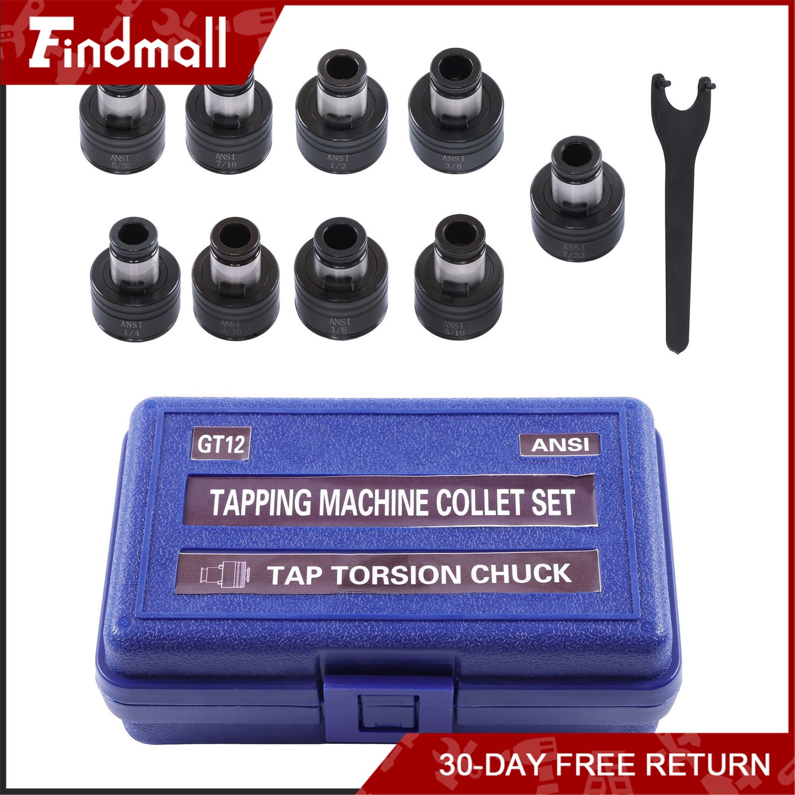Findmall GT12 Tapping Collet Set 9Pcs 1/8″-1/2″ for Tapping Chuck