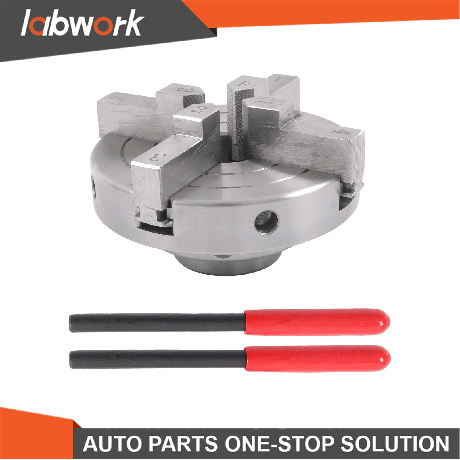 Labwork 4″ 4 Jaw Lathe Chuck Set 1×8 TPI Self Centering Chuck