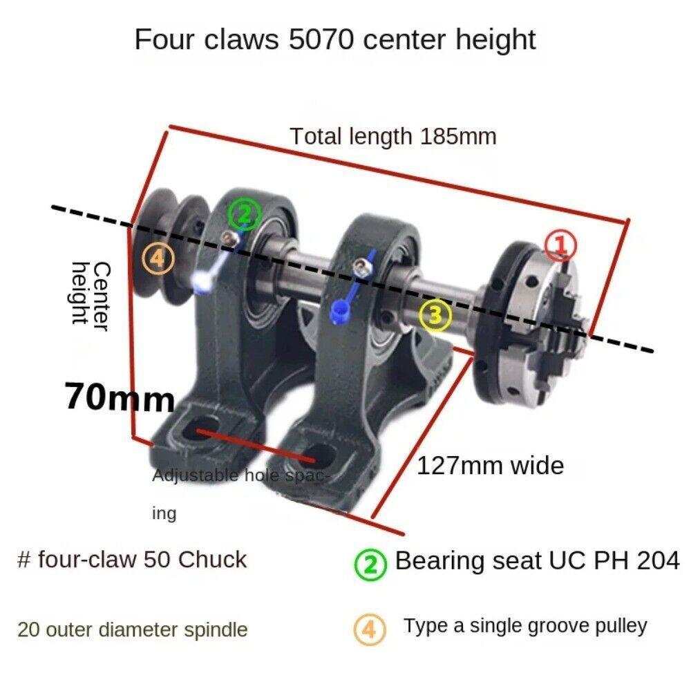 Three-Jaw Four-Jaw Chuck Tailstock Bead Set Assembly Kit Flanged Bed Spindle