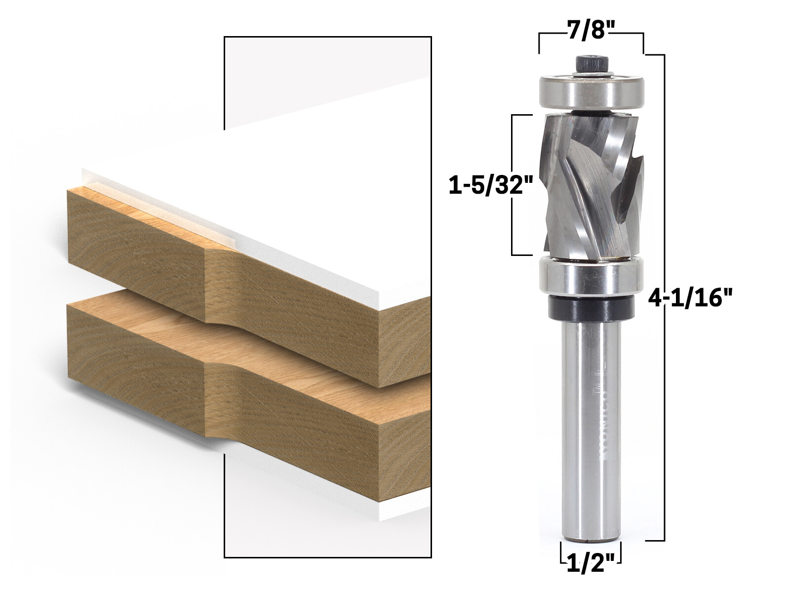 Top & Bottom Bearing Compression Flush Trim Router Bit 1/2″ Shank Yonico 33202