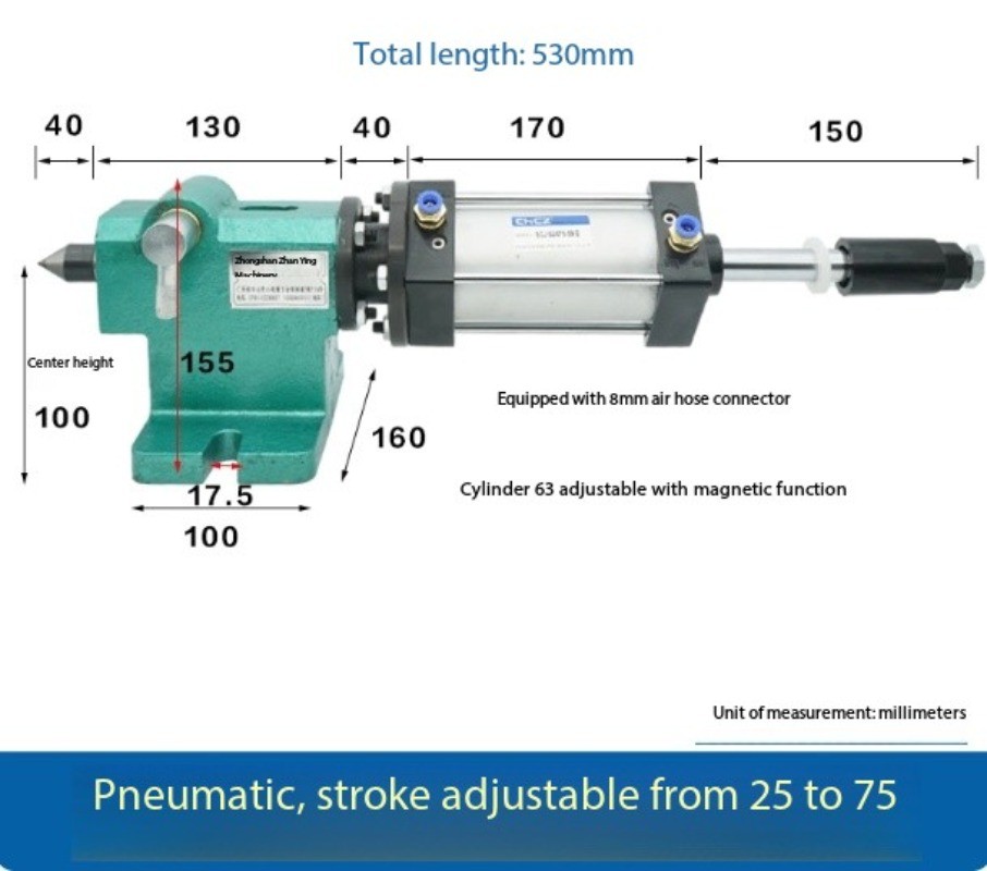Pneumatic Lathe Tailstock Travel Automatic CNC Hydraulic Cylinder Tailstock