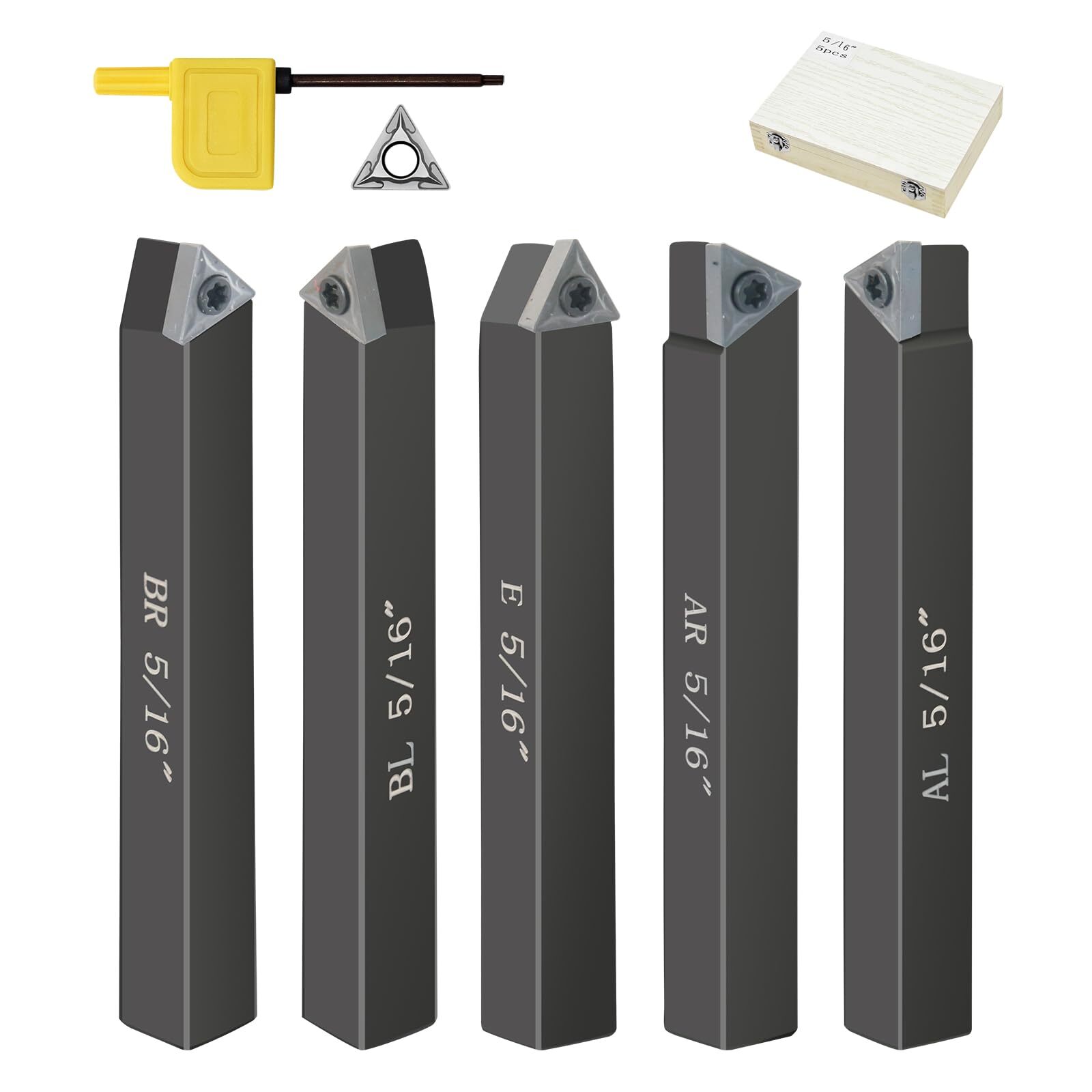 Lathe Cutting Tools,5 Sets of 5/16″Carbide Metal Cutting Tool Bits Kit,Indexable
