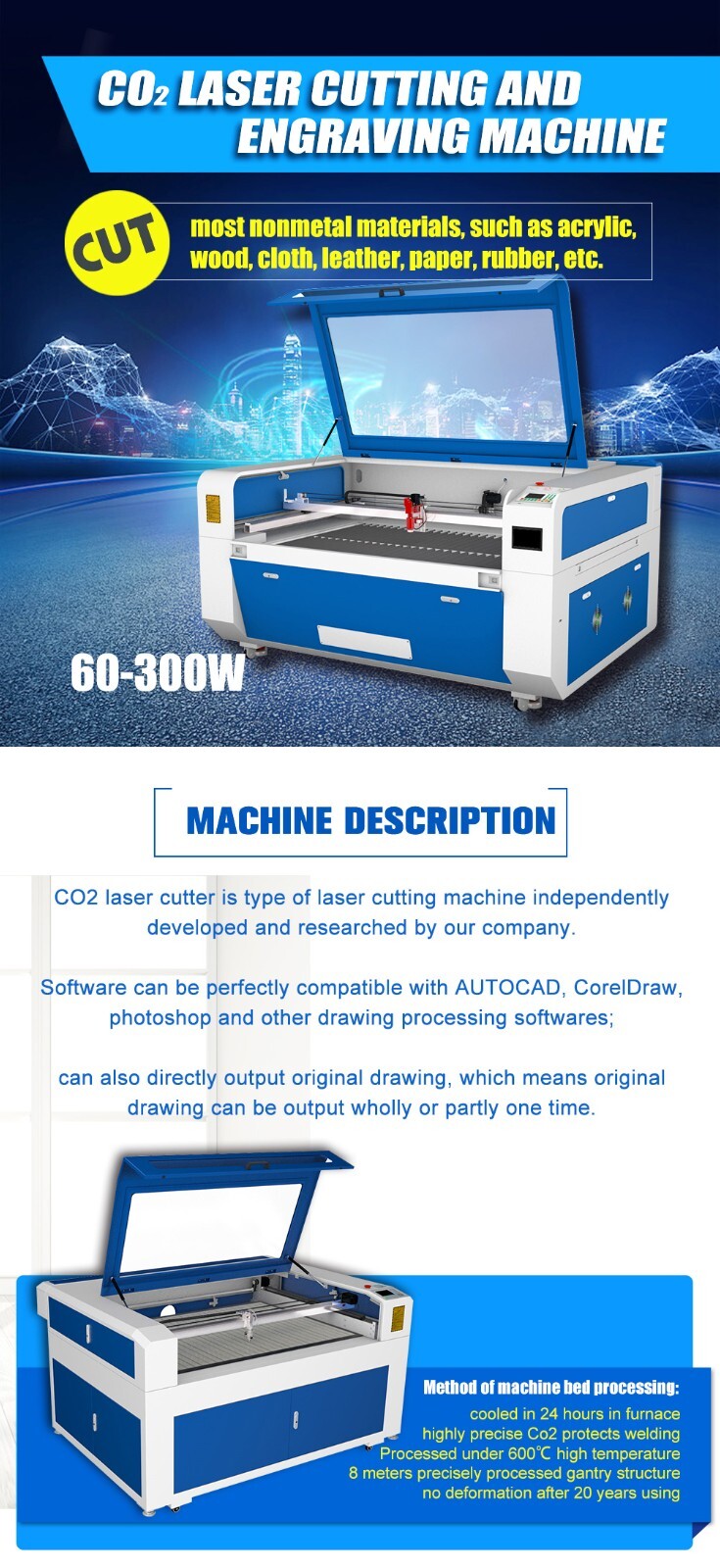 RECI 150W CO2 Laser Cutting Engraving Machine 900X600mm Workbench Chiller CW5200