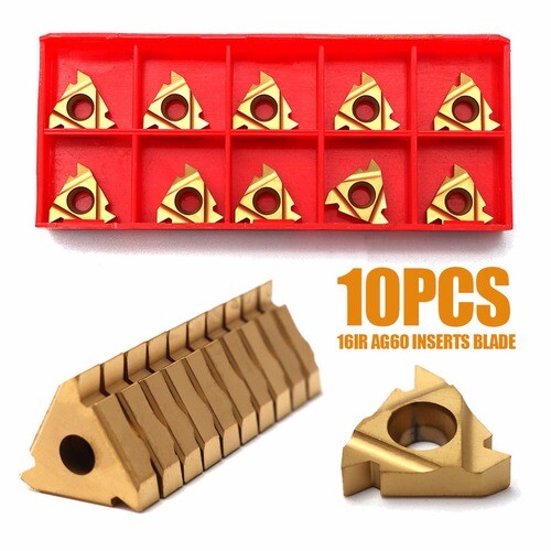 10X 16IR AG60 Inserts Blade Lathe Carbide Thread Cutting Turning Tool Steel UF
