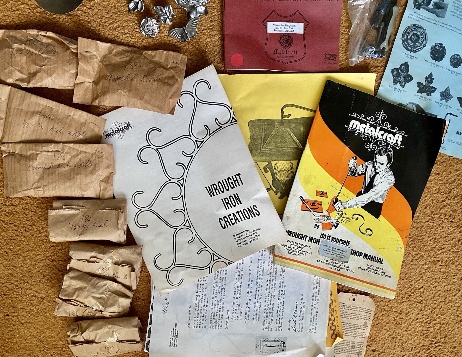 Vtg 70s MetalCraft Wrought Iron Handicrafts Practical Workshop Tool Set & MORE!!