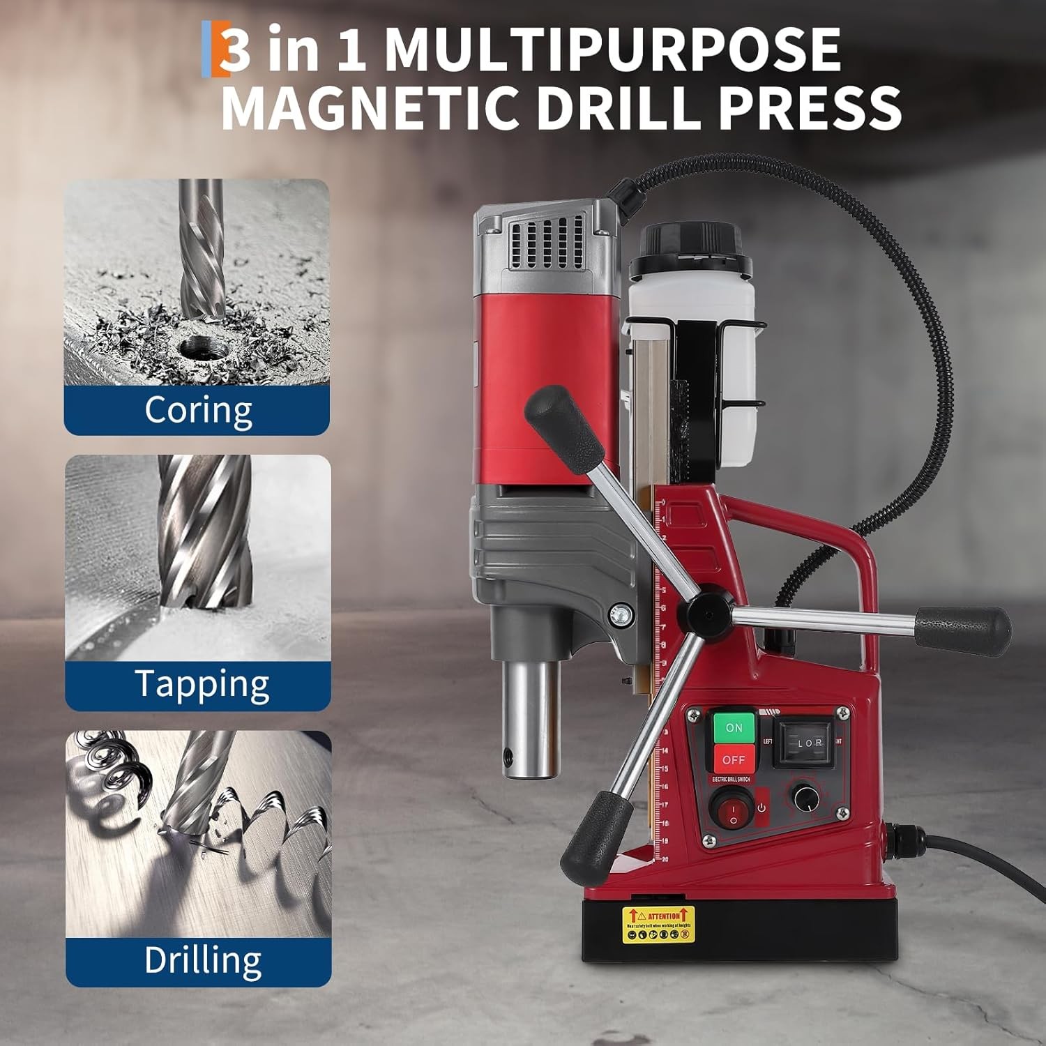 Portable Mag Magnetic Drill Press 1550w 820RPM 2922LBF 1.57″ Boring Diameter