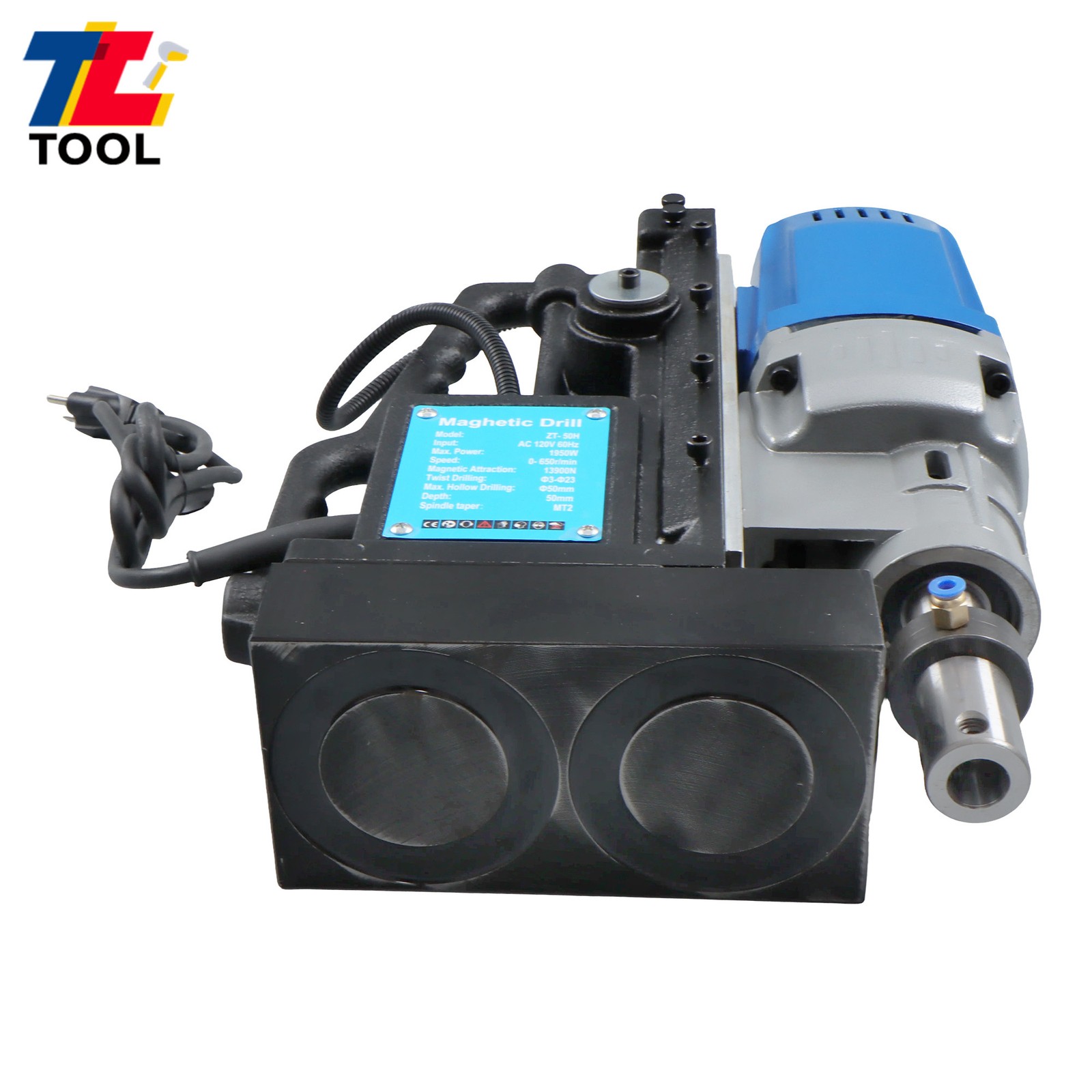 MD50 Magnetic Drill with 11 Drill Bit Stepless Speed Bi-Directional 1950W 13900N
