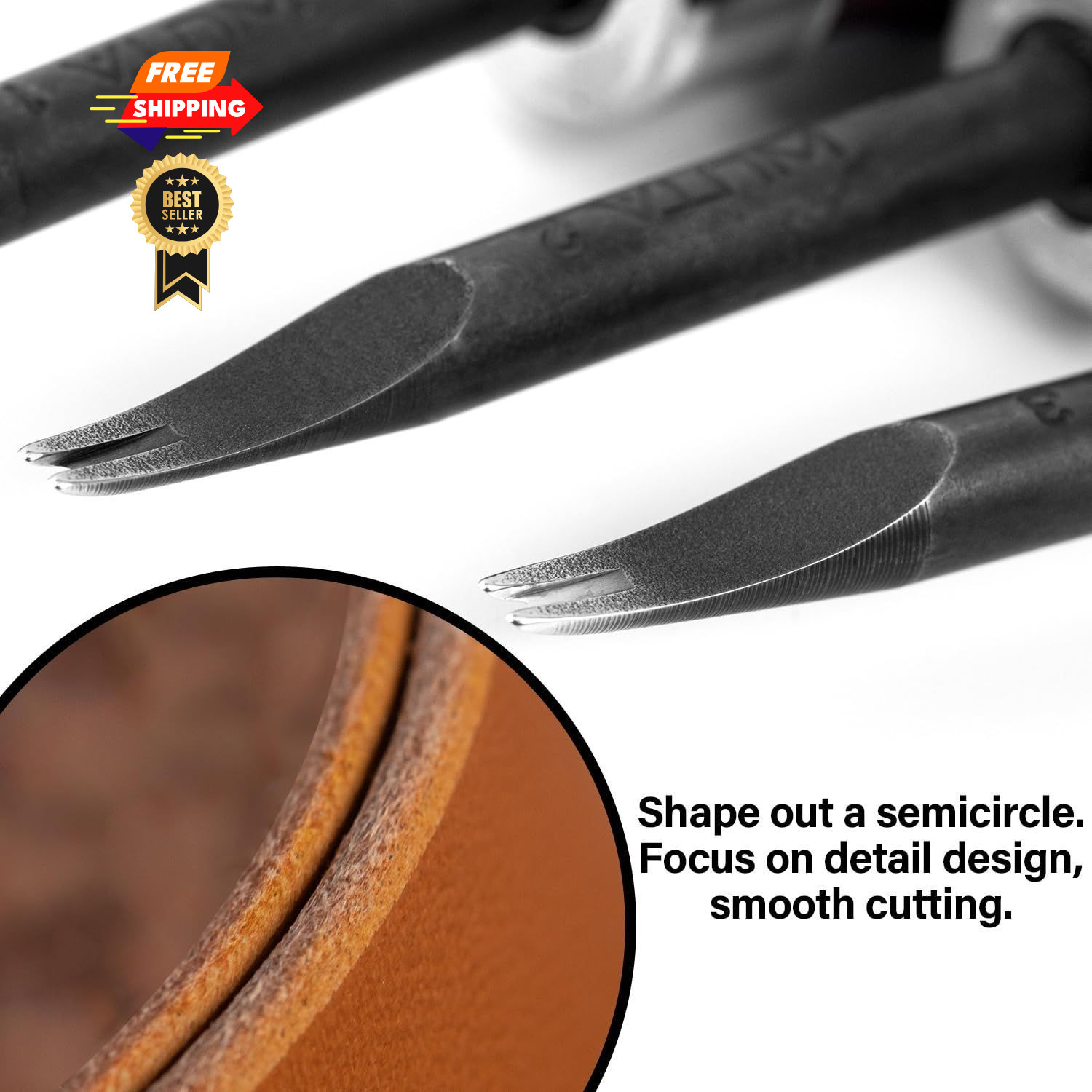 WUTA Edge Skiving Beveler Tools for Leather Craft 3pcs High 0.8mm+1mm+1.2mm