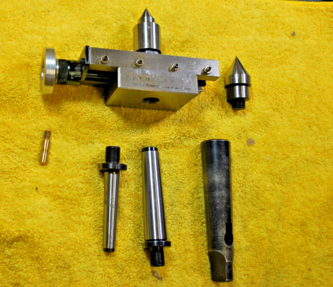Offset Tailstock w/ Live Center, Dead Center for Turning, MT1, MT2 & MT3 Shanks