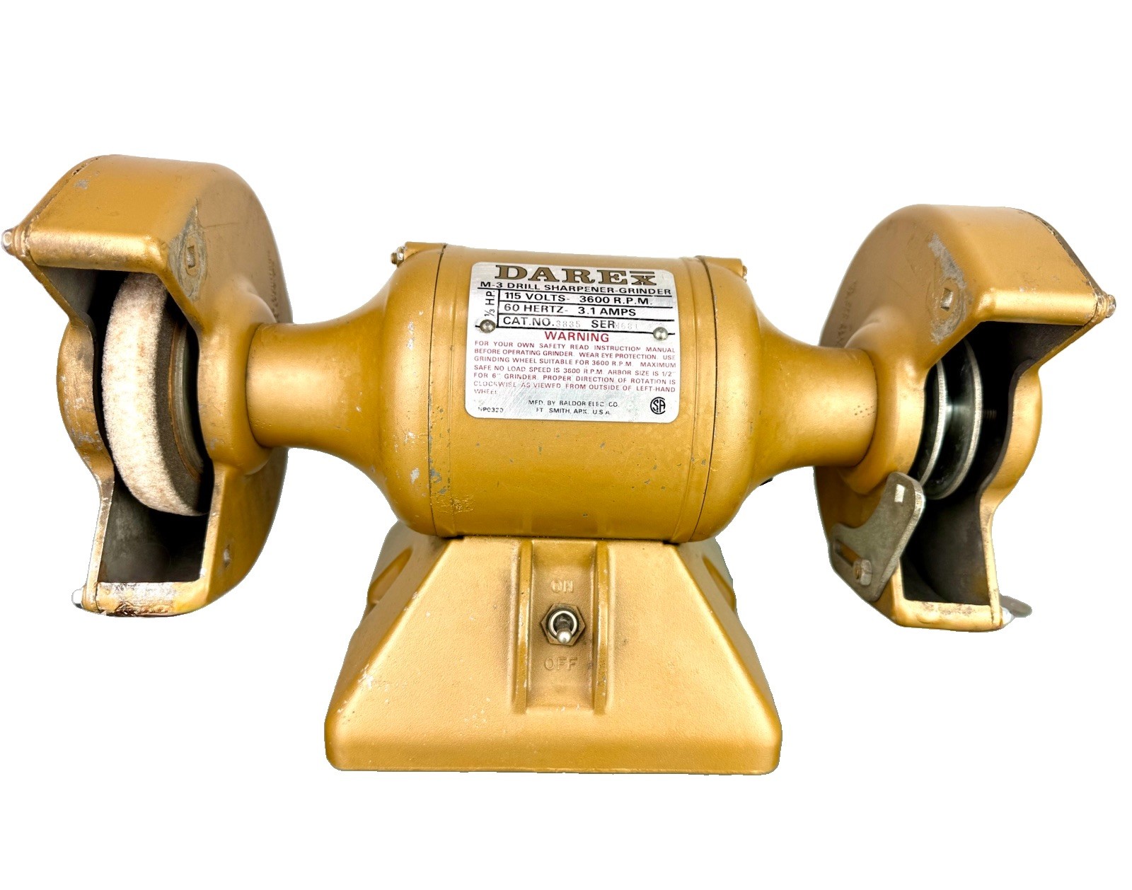 Darex M-3 Drill Sharpener Grinder Base M1 M2 M4 M5 Cat 3835 1/3 HP Baldor Motor⁠
