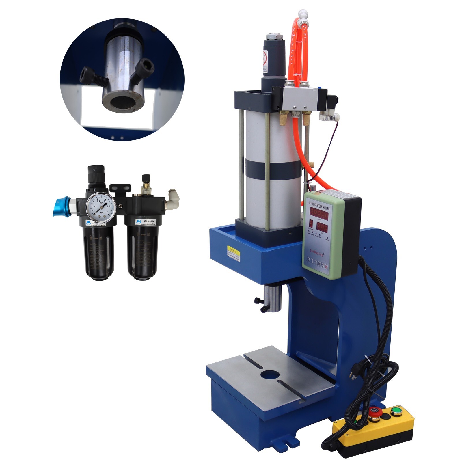 110V 3306lb 1.5T Pneumatic Punch Press Machine for Sheet Metal w/Digital Display