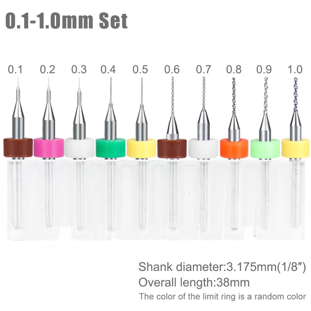 10pcs New Drill Bit Set Carbide PCB Mini CNC Micro Drill Bits 0.1mm-2.0mm