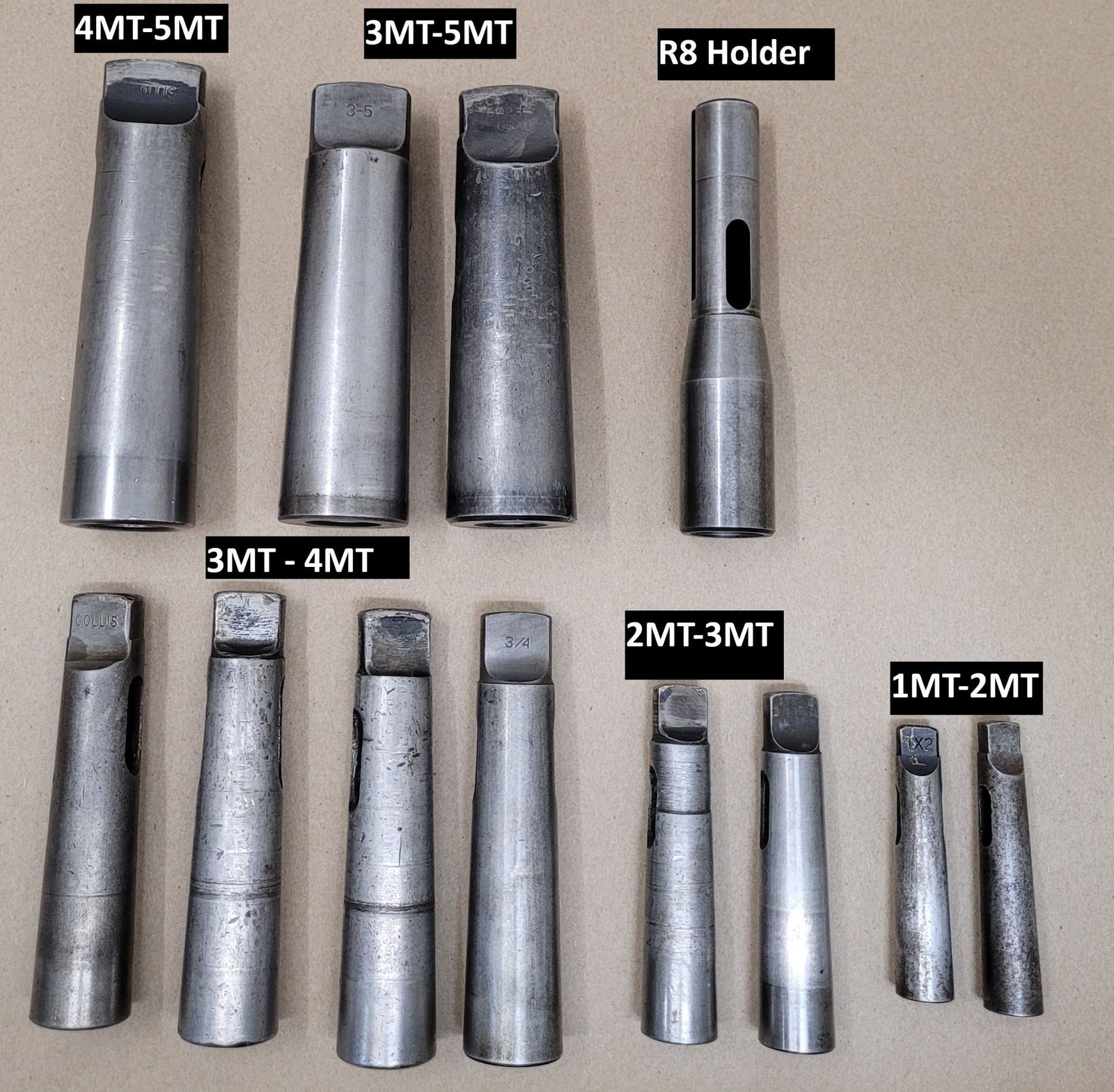 Set of 12 Morse Taper/R8 Holder Sleeves