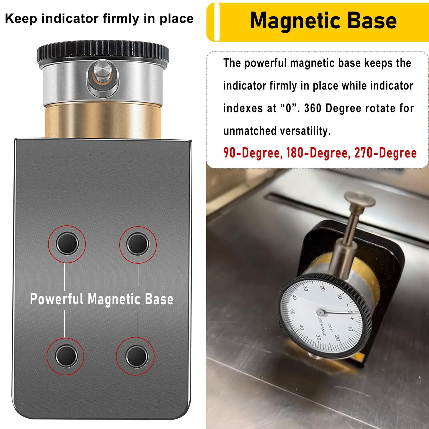 for Planers Dial Indicator 360 Degree Durable Powerful Magnetic Rotacator W1218A