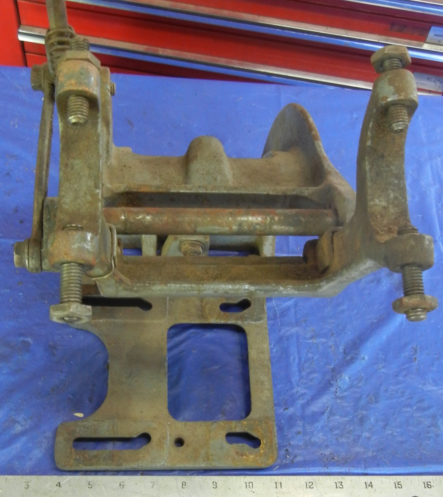 Countershaft casting motor mount and tensioner from Atlas 10″ QC lathe