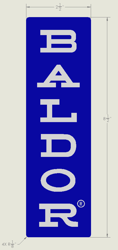 Replacement Bench Grinder Pedestal Label Blue | Baldor | Sublimated | USA