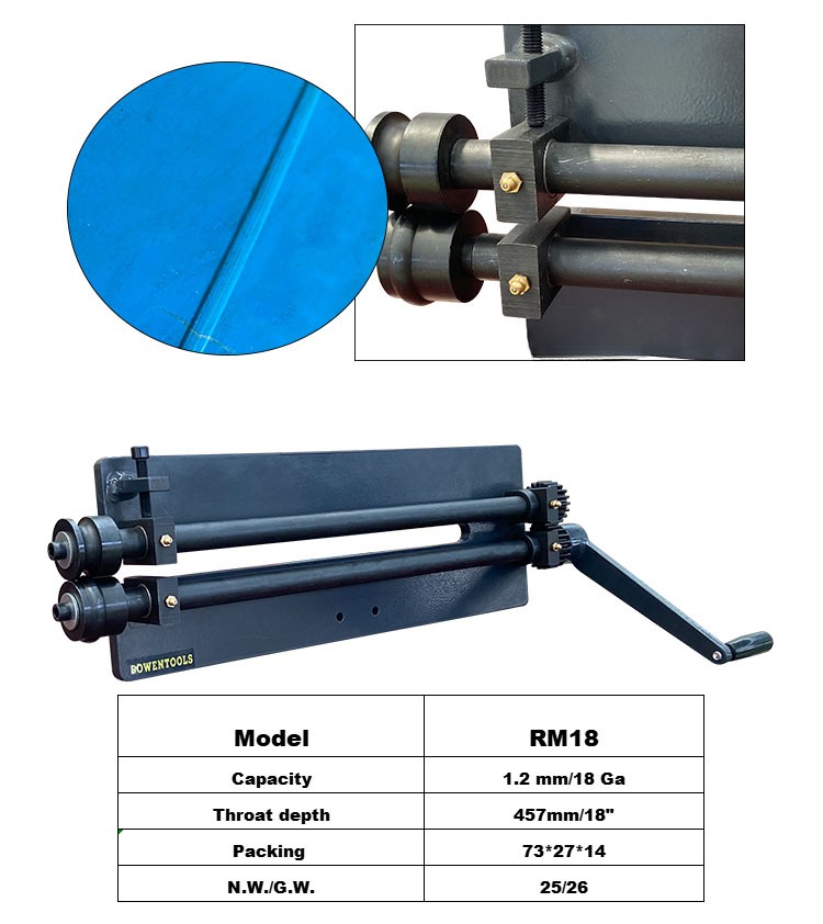 RM18 18Ga Manual Rotary Bending Rolling Tool for Mild Steel Plates