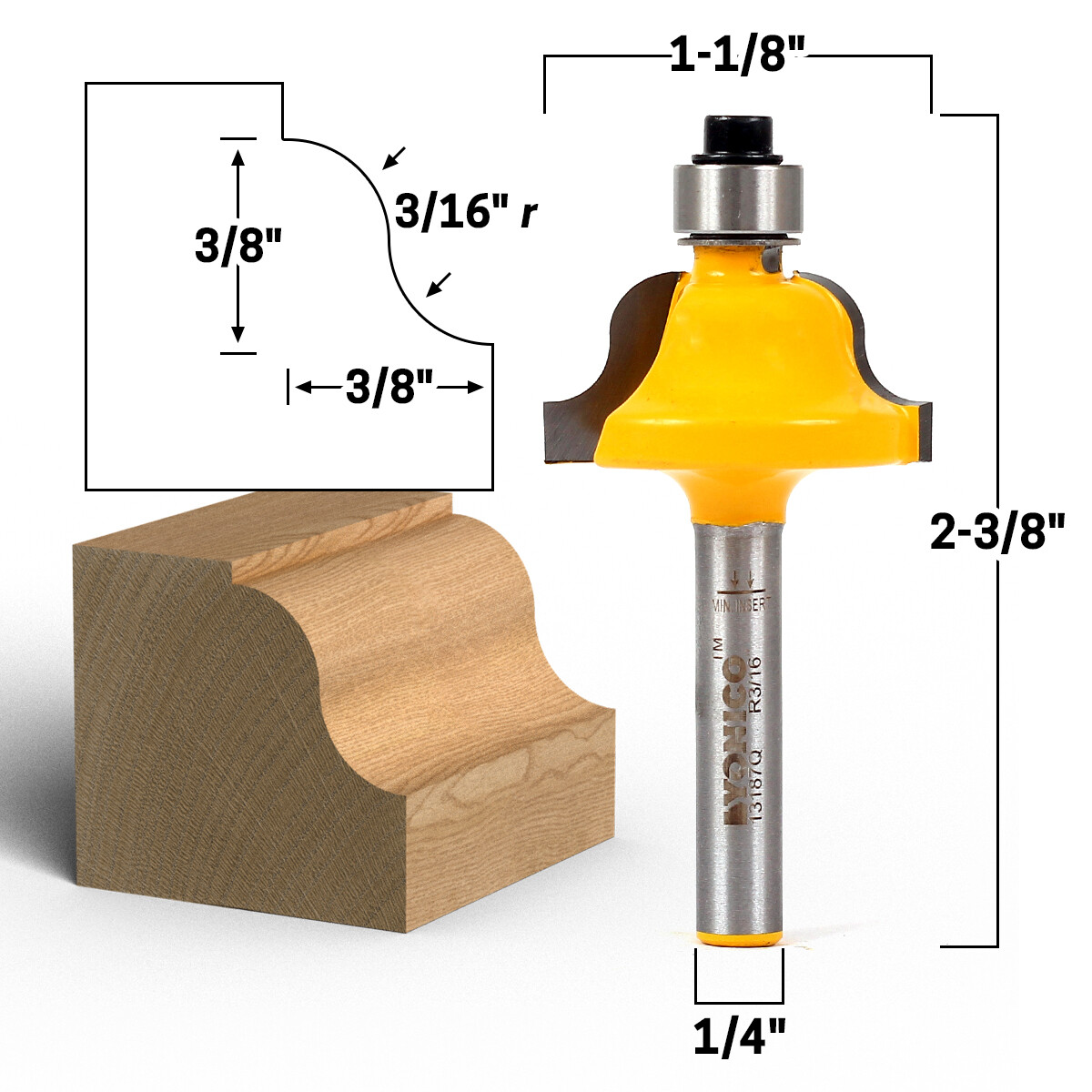 3/8″ Roman Ogee Edge Forming Router Bit – 1/4″ Shank – Yonico 13187q