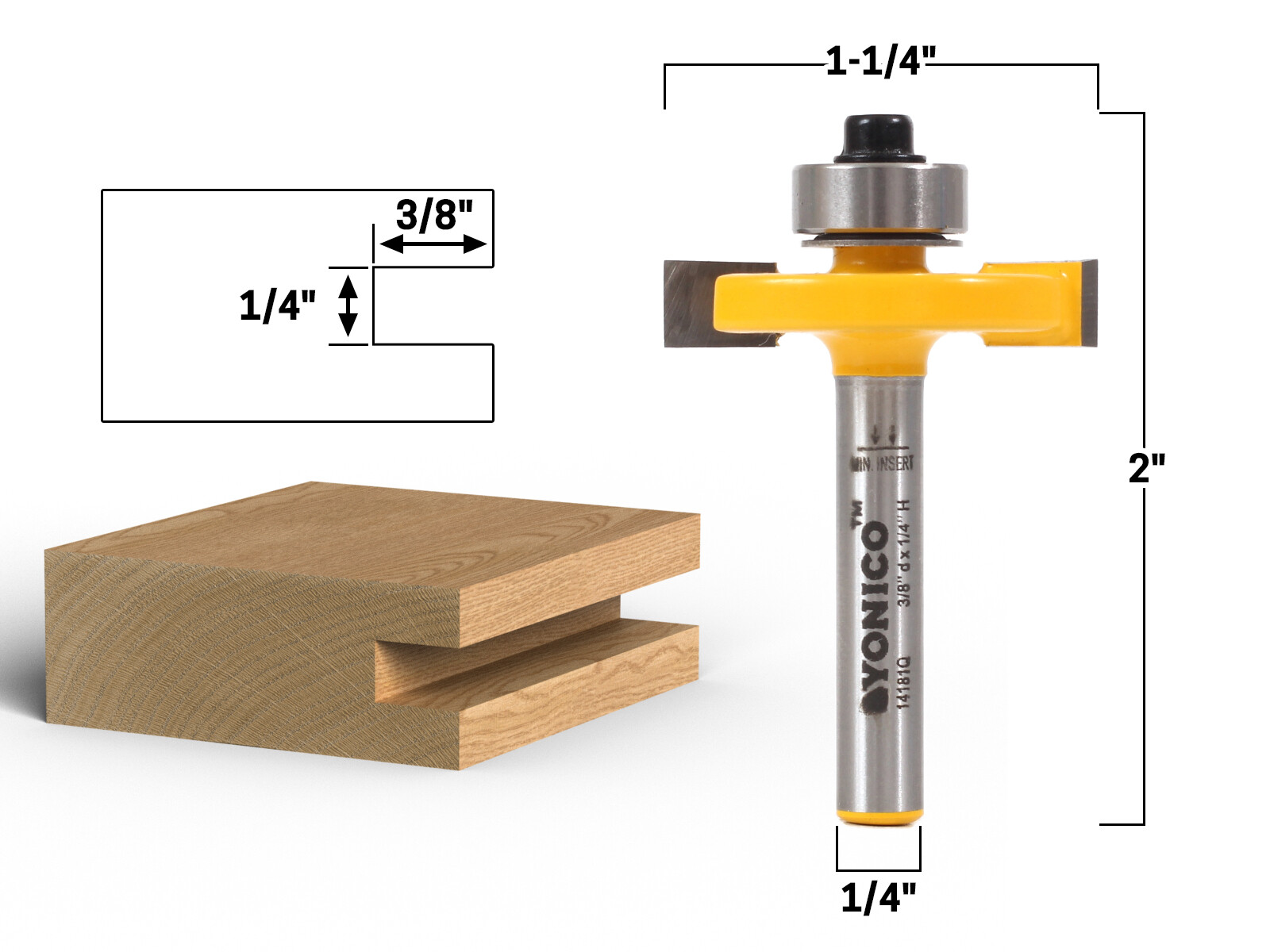 1/4″ Height X 3/8″ Depth Slot Cutter Router Bit – 1/4″ Shank – Yonico 14181q