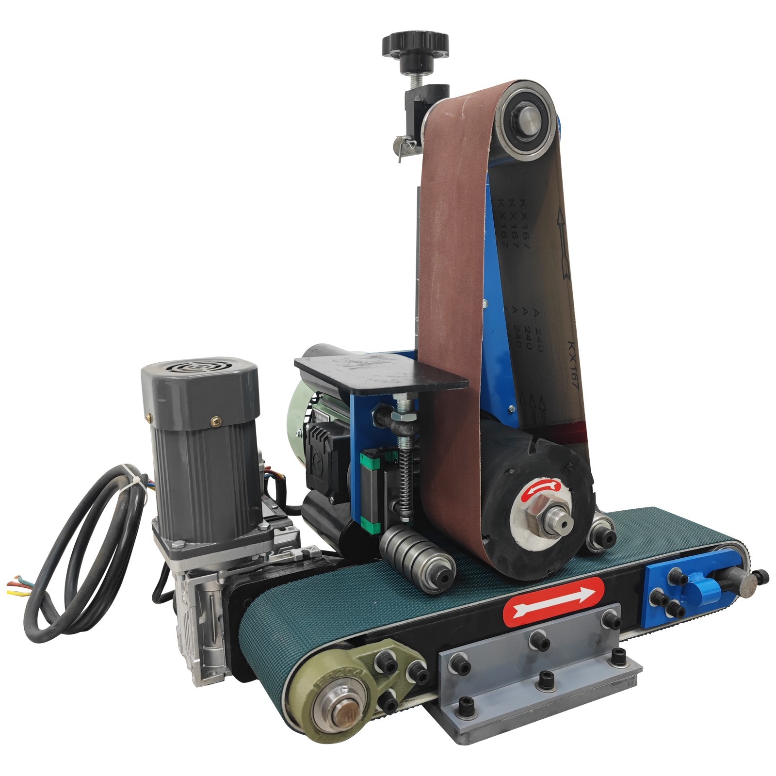 220V Single Head Belt Sander Polishing Machine for Metal Surface Deburring etc.