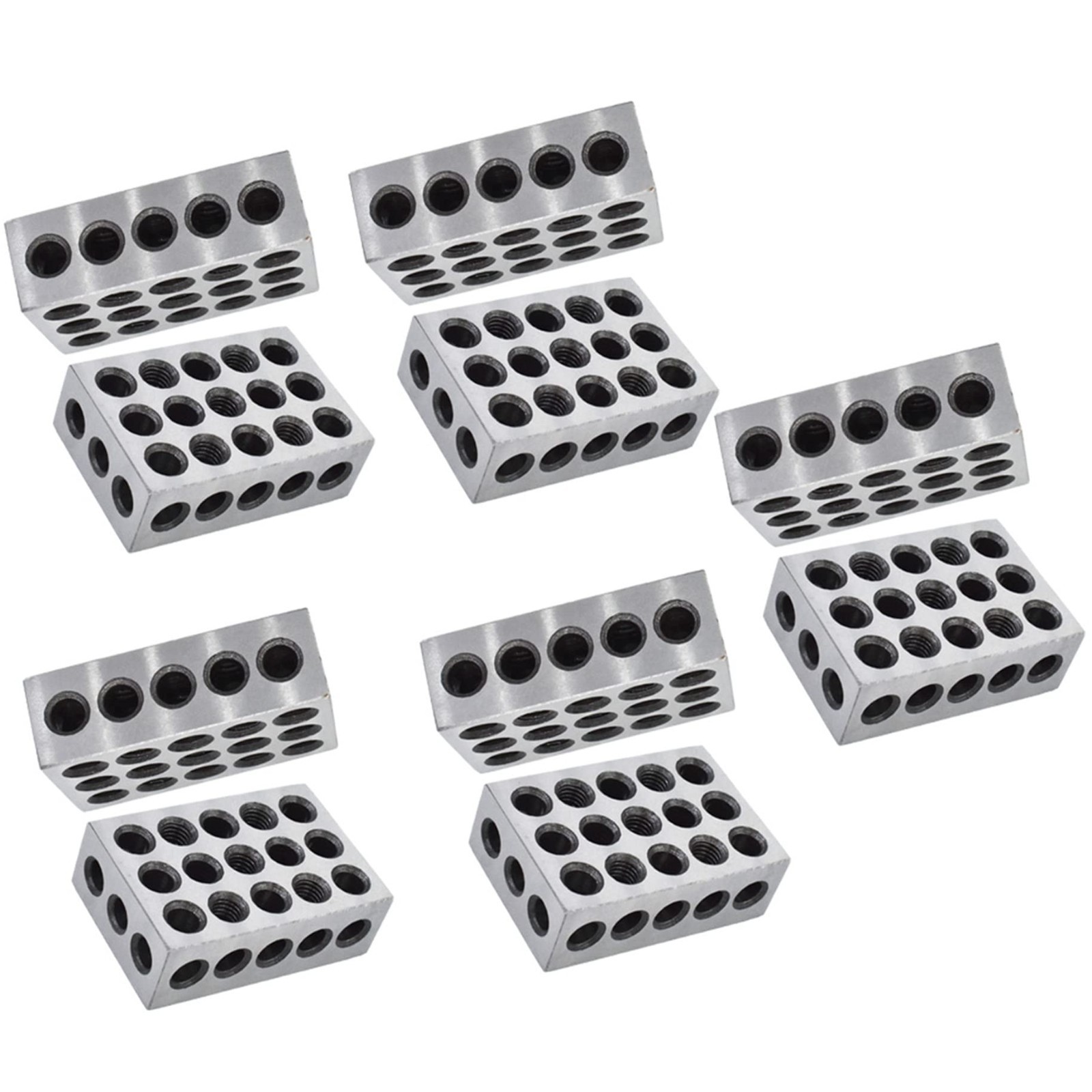 Precision 1″ x 2″ x 3″ Parallel Blocks – 5 Matched Pairs, 23 Holes, 0.0002″ Accu
